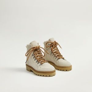 Mango Lace-up Leather Boots